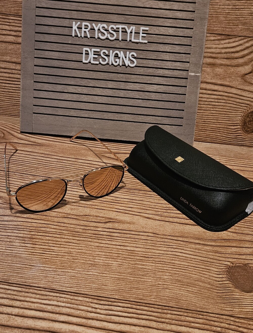Linda Farrow Aviator Sunglasses LFL739 Gold Black